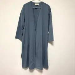 【美品】スプリングコート　ガウンコート　ブルー　Fサイズ