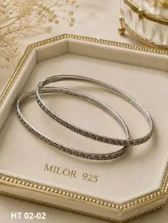 MILOR 925刻印 バングル 2本セット シルバーカラー ヴィンテージ 