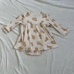 ジェラピケ　動物柄　ビスケット柄リブロンパース70-80 スナップボタン付き
