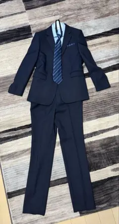 ネイビー スーツ 160cm 水色シャツ付き