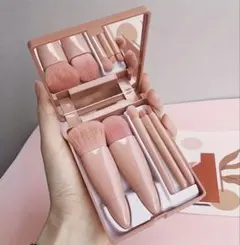 コスメティックブラシセット 5本入り、ミラー付き