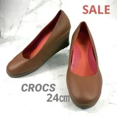 美品◾️CROCS◾️ブラウン ウェッジヒールパンプス 24のサムネイル