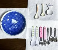 ☆子ども/ベビー食器11点　小鉢/ボール　キティ　非売品　＆ スプーン　フォーク