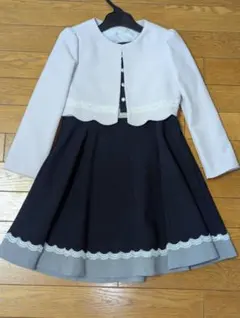 女の子 フォーマル ワンピース ボレロ セット 120 卒園式 入学式 ネイビー