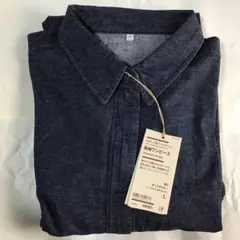 長袖　ワンピース　カポック混ライトデニム　無印良品