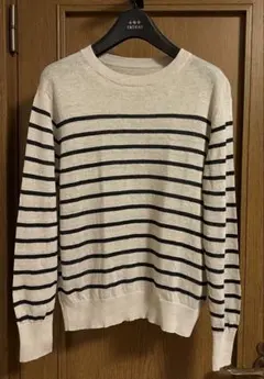 美品☆無印良品　麻100% ボーダーニット
