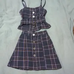 ラブトキネイビー チェック柄 トップス スカート セット140センチ