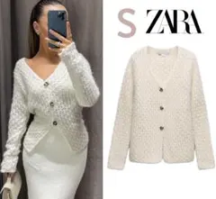 新品 ZARA 定価8,590円 テクスチャーニットカーディガン S 完売品♪
