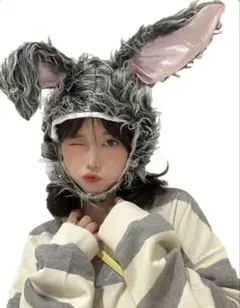 ウサギ耳フリース帽子 コスプレ用