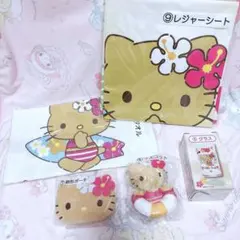 4271ハローキティハイビスカス日焼けキティグッズセットクッション＆ストラップ 4271ハローキティハイビスカス日焼けキティグッズセットクッション