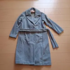 nano universe グレー ロングコート ベルト付き