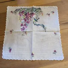 最終値下げ価格！ヴィンテージ　花と鳥のハンカチ