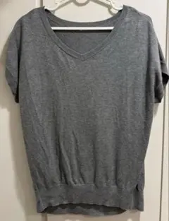 GU グレー サマーニット 半袖ニット Vネック Mサイズ