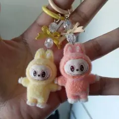 ラブブキーホルダー ストラップ オレンジとイエロー　2個セット