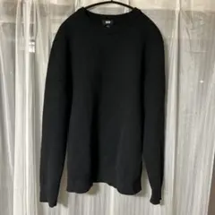 ウォッシャブルミラノリブクルーネックセーター　Lブラック