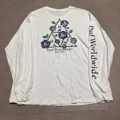 Huf ハフ　ロンt 長袖　tシャツ　白　ホワイト　紫　薔薇　スケボー　XLのサムネイル