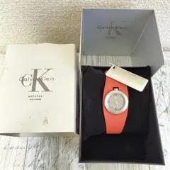 【未使用品】Calvin Klein 腕時計 クォーツ オレンジ　革ベルトのサムネイル
