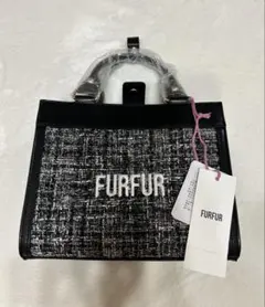 furfur ツイードロゴトートバッグ　ショルダーバッグ　黒　ブラック 限定カラー】ツイードロゴトートバッグ(バッグ)｜FURFUR（ファーファー