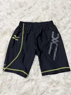 MIZUNO 陸上用ショートタイツ　ブラック×ライムグリーン　Sサイズのサムネイル