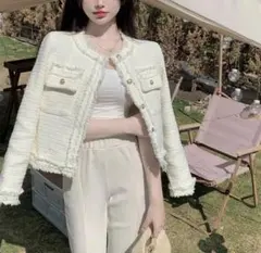 ツイード ジャケット アウター 花見 紅葉 アンドマリー ダーリッチ ワンホン