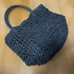 HUSHUSHスパンコール付き ペーパー編み トートバッグ ブラックのサムネイル