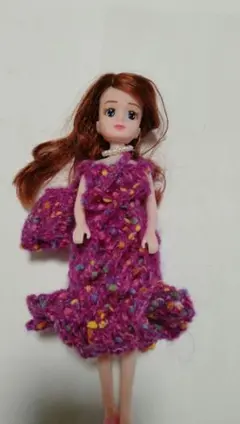 人形つき　ハンドメイド ドレス　ポシェット　パンツ　3点セット