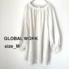 GLOBAL WORK ボリュームスリーブブラウス 半袖 M アイボリー
