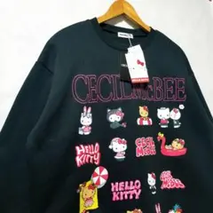 新品　SANRIO　ハローキティ　トレーナー　裏起毛　レディース　L　黒色