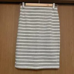 【美品】UNIQLO　ボーダー柄ペンシルタイトスカート　グレー×ホワイト　Ｓ