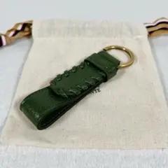 新品未使用 IL BISONTE キーホルダー キーリング レザー グリーン系