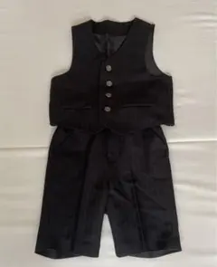 ブラックストライプ ベスト　ハーフパンツセット