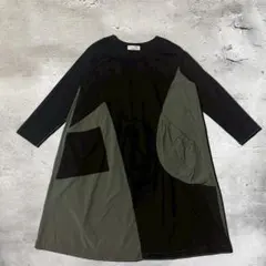 チュニック デザイナーズ ワンピース アシンメトリー バイカラー モード 古着