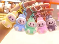 ラブブ のぬいぐるみキーホルダーlabubu ピンク&黄色2個