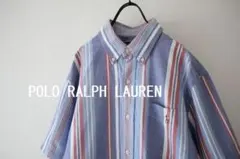 Polo Ralph Lauren 半袖シャツ 青系ストライプ オックスフォード