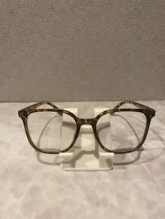 【伊達メガネ】ヒョウ柄　スクエアメガネ 大きめ