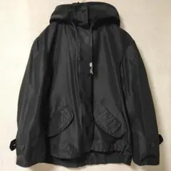 【希少/シルク混】+J ジルサンダー シルクブレンドフルジップ パーカー S 黒