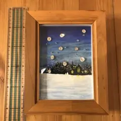 静かな夜　銀線細工アート　シルバー99.9% ハンドメイド　フレーム　雪