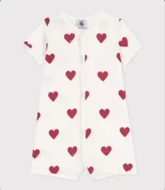 プチバトー　ハートプリントショートロンパース　12ヶ月　74cm