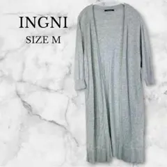 イング　ロングカーディガン　羽織り　ゆったり　カジュアル　シンプル　グレー　M