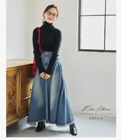 神戸レタス 田中亜希子さんコラボデニムフレアスカート プチS ブルーのサムネイル