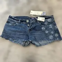 Purple & Yellow ペイントデニムショートパンツ 26インチ★新品