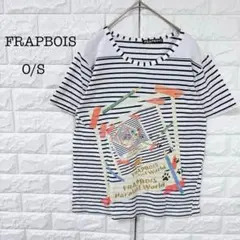 フラボア FRAPBOIS 猫プリント ボーダー半袖Tシャツ S 白 ネイビーのサムネイル