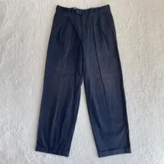 ランバン ツータック ワイド テーパードパンツ スラックス ネイビー 38
