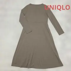 UNIQLO ロングワンピース 薄茶 ベージュ L