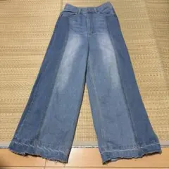 デニムブルー ワイドレッグパンツ Sサイズ