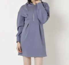 フード付きミニワンピース ラベンダー