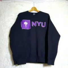 GILDAN【M】メンズ NYUロゴ クルーネック スウェットトレーナー 黒