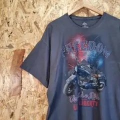 古着USA アメカジ ダークグレー  XL  ハーレー  花火  freedom