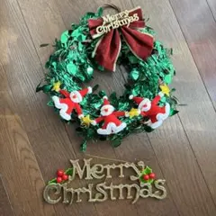 クリスマスリース　クリスマスグッズ　クリスマスプレート　サンタクロースのサムネイル