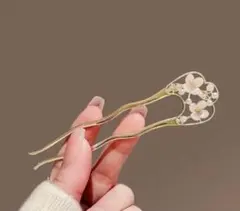 花　フラワー　ゴールド　かんざし　アレンジ　ヘア　ピン　式　春